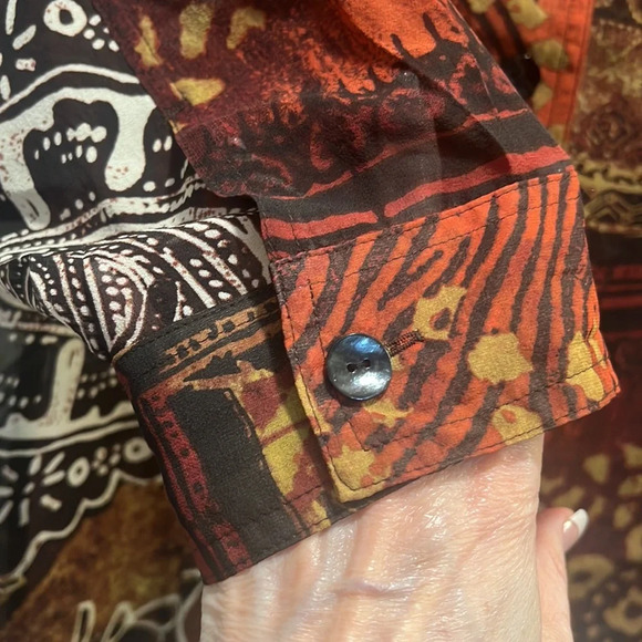 Chico’s Orange & Brown Jacket/Blouse. Chico’s Size 1. - Picture 6 of 7